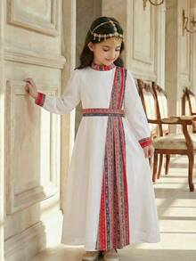 SHEIN Young Girls' N Style Long Sleeve Dress,Kids - White - View 2