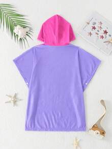 Toalla de playa con diseño de sirena y bata de playa para niñas - Morado - Ver 1