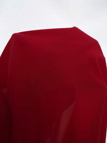 Elenzga Red Plain Cold Shoulder Sleeveless Plus Size Top With Ruffle Stand Collar Elegant Blouse - Red - View 3