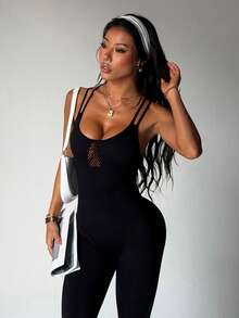 Slayform Women's Seamless Yoga Jumpsuit Pants - Black - View 8