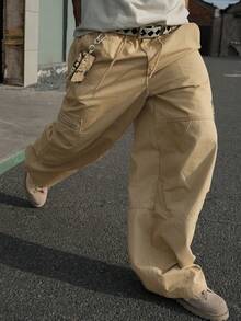 DAZY Spring Casual Washed Khaki Cargo Style Men's Jeans - Beige - View 7