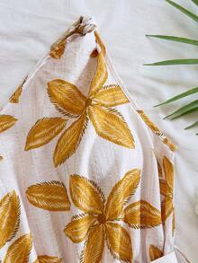 Soleia Bộ jumpsuit nữ kiểu dáng retro màu xanh trắng in họa tiết, lệch vai, eo xoắn, dáng rộng, thích hợp cho tiệc tùng, hẹn hò, mùa hè, đi biển, lễ hội âm nhạc. - Nhiều màu - Xem 4