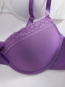 DesireSculpt 3pcs Women's Minimalist Casual Gather Bra Set - Multicolor - View 5