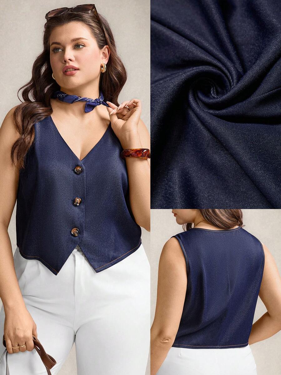 Zelara Áo vest nữ cỡ lớn màu trơn, cài một hàng khuy, kiểu dáng thường ngày, thoáng khí và thoải mái, thích hợp cho ngày Valentine thanh lịch.