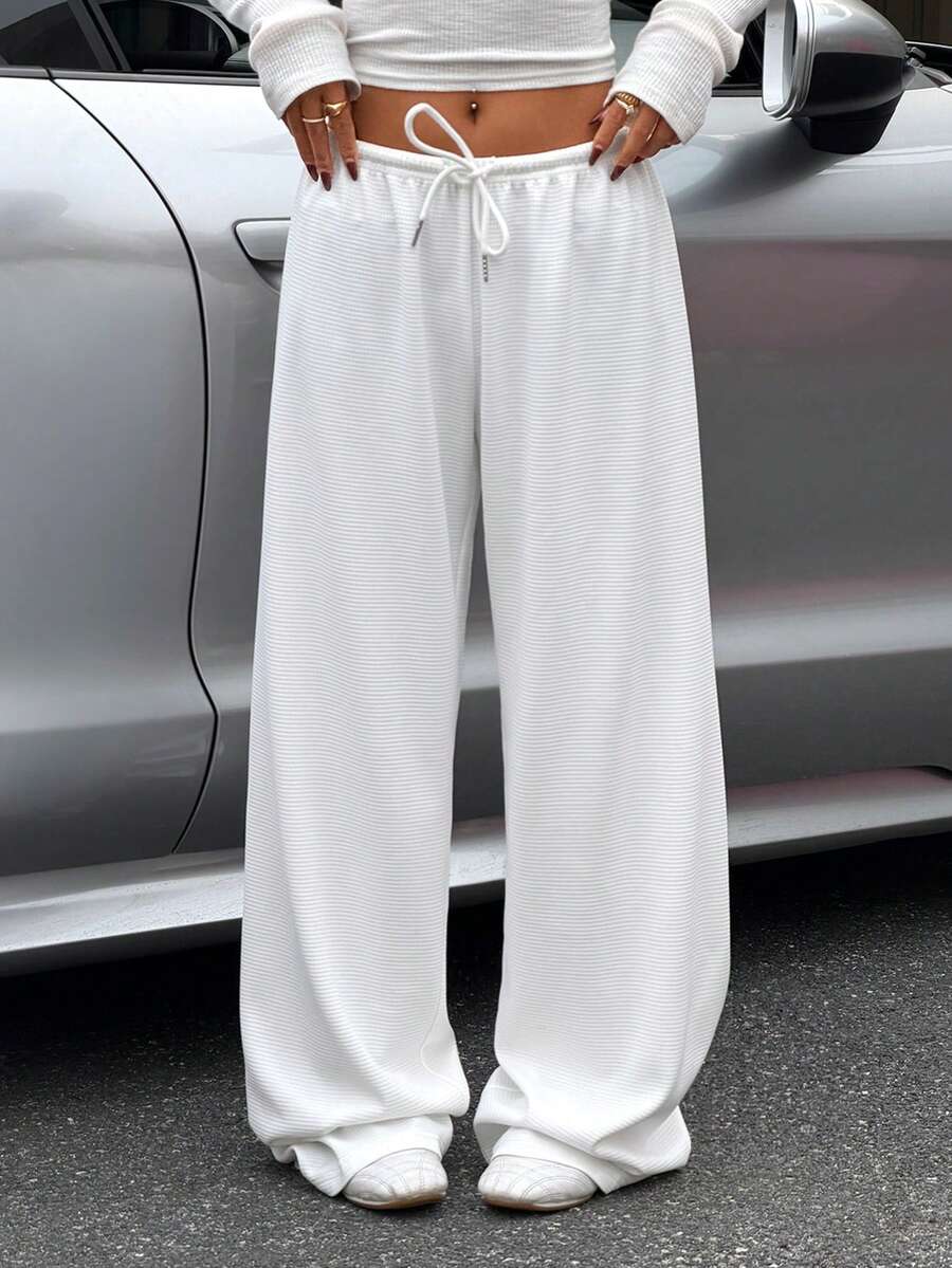 Muchica Women Sweatpants Wide Leg Sweatpants White Wide Leg Pants Women - White - View 1
