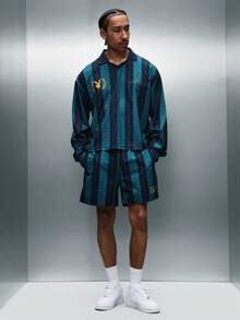 PLAYBOY X SUMWON Elastic Waist Drawstring Shorts With Vertical Stripes Pattern Summer Casual Bermuda Style - Multicolor - View 4