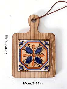 Cirelle 1 chiếc đế lót ly/khay/miếng lót nồi bằng gỗ nguyên khối kiểu cổ điển, chịu nhiệt, họa tiết retro, màu tự nhiên, thích hợp cho bàn ăn nhà bếp, quà tặng tân gia, tiệc cưới. - Nhiều màu - Xem 8