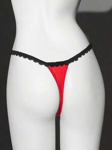 SHEIN Bragas tipo tanga con parches de encaje y moño, para el Día de San Valentín - Multicolor - Ver 2