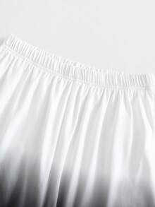 SHEIN Vacaura 2件套青少年男童休闲圆领短袖上衣和短裤套装，夏季 - 黑與白 - 查看 7