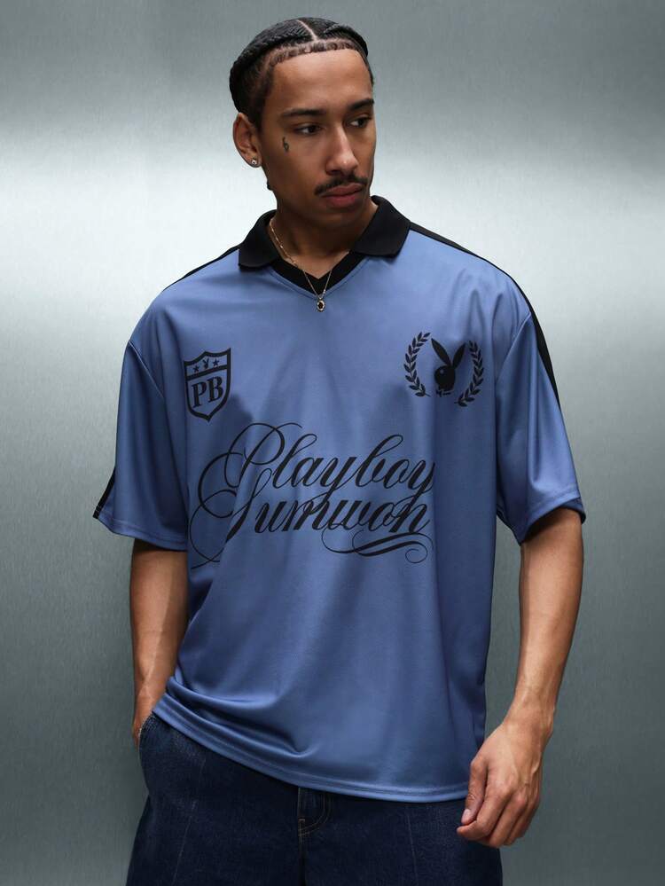 PLAYBOY X SUMWON Polo con logo e colletto nero