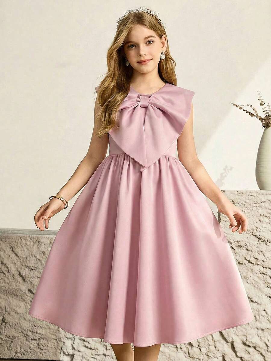 Vestido de princesa con lentejuelas doradas para niñas, falda esponjosa con detalles de lentejuelas, estilo de vestido de fiesta para niñas adecuado para banquetes y ceremonias de otoño/invierno - Rosa - Ver 1