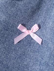 SHEIN Young Girl' Fashionable Cute Street Style Heart Embroidery Loose Fit Straight Leg Jeans - Blue - View 6