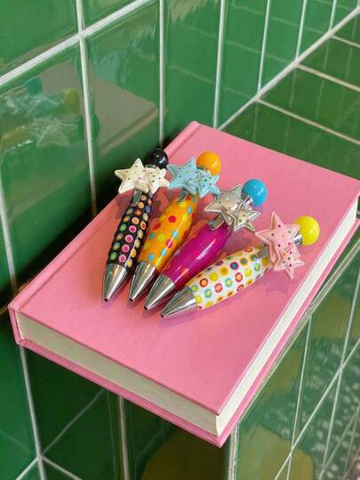 Joivida Cute Kawaii Star Pen, Aesthetic Cartoon Ballpoint Pen Set, Soft Star Push Gel Pens For Writing Journaling Note, Office Work Supplies, Adorable Desk Accessories, Stationery Gift Ideas