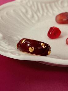 Glisma Nhẫn đơn nữ, Cao cấp/Cổ điển/Sang trọng, Mạ vàng 18K, Quyến rũ/Cổ điển, Dành cho Mẹ/Phụ nữ/Cô gái/Mẹ, Mùa hè/Đi biển/Dạ hội/Tiệc tùng, Nhiều lớp/Đá quý/Hạt cườm/Pha lê - Đỏ - Xem 2