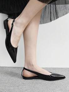 CUCCOO BIZCHIC Women's Pointed Toe Buckle Design Casual Flat Shoes Valentine's Day - Black - View 6