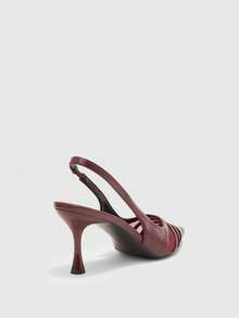 CUCCOO BIZCHIC Zapatos de tacón alto y fino con punta y tira trasera en 2026 Primavera, color burdeos, con pliegues y malla, para citas, fiestas y uso diario - Burdeos - Ver 9
