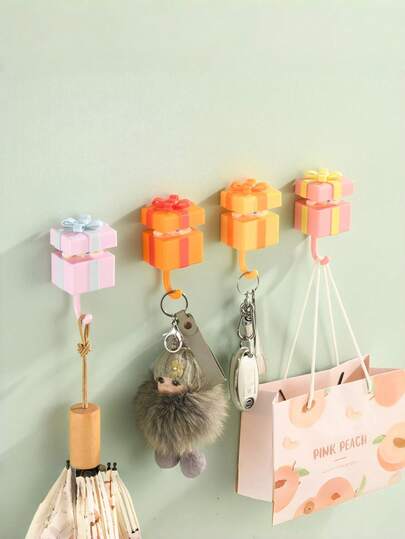 Zazumi 1 件装礼盒设计可伸缩动物挂钩，可拉伸弹出，可爱熊猫兔子图案，适用于墙壁和门装饰，惊喜家居收纳，现正流行