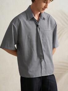 Airaco 男士千鸟格印花贴袋休闲百搭短袖衬衫