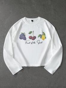 PAVTROS Áo thun dài tay nam kiểu dáng thường ngày, cổ tròn, chất liệu vải có họa tiết, họa tiết trái cây, dáng rộng lửng, phong cách Ins, thời trang thường ngày, phong cách đường phố, đa năng hàng ngày, áo rộng, trẻ trung, thể thao, mặc hàng ngày, đi học, thường ngày, ngoài trời, tập thể dục, quà tặng ngày lễ, quà tặng bạn trai, phong cách thể thao thường ngày mới. - trắng - Xem 3