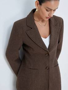 Aveloria Modichic New Stylish Design Casual Long Sleeve Herringbone Blazer With Skirt Hem - Multicolor - View 5