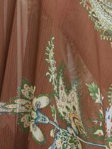 Aveloria Modichic New Elegant Chiffon Digital Placement Vintage Print V-Neck Long Sleeve Maxi Dress - Multicolor - View 4