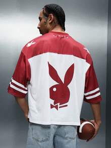 PLAYBOY X SUMWON Football Style Mesh Short Sleeve Jersey Tee With Bunny Logo Print And Athletic Number Design - Multicolor - View 1
