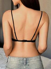 DAZY 蕾丝透明三角杯细肩带镂空设计无钢圈文胸