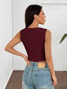 SHEIN EZwear Women's Spring New Apricot Woven Thin Blazer In Fall/Winter - Burgundy - View 2