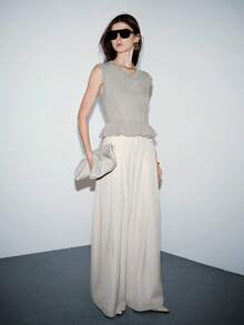 Lumivelle Deep V-Neck Sleeveless Sweater With Buttons On The Back, Spring/Summer - Grey - View 6