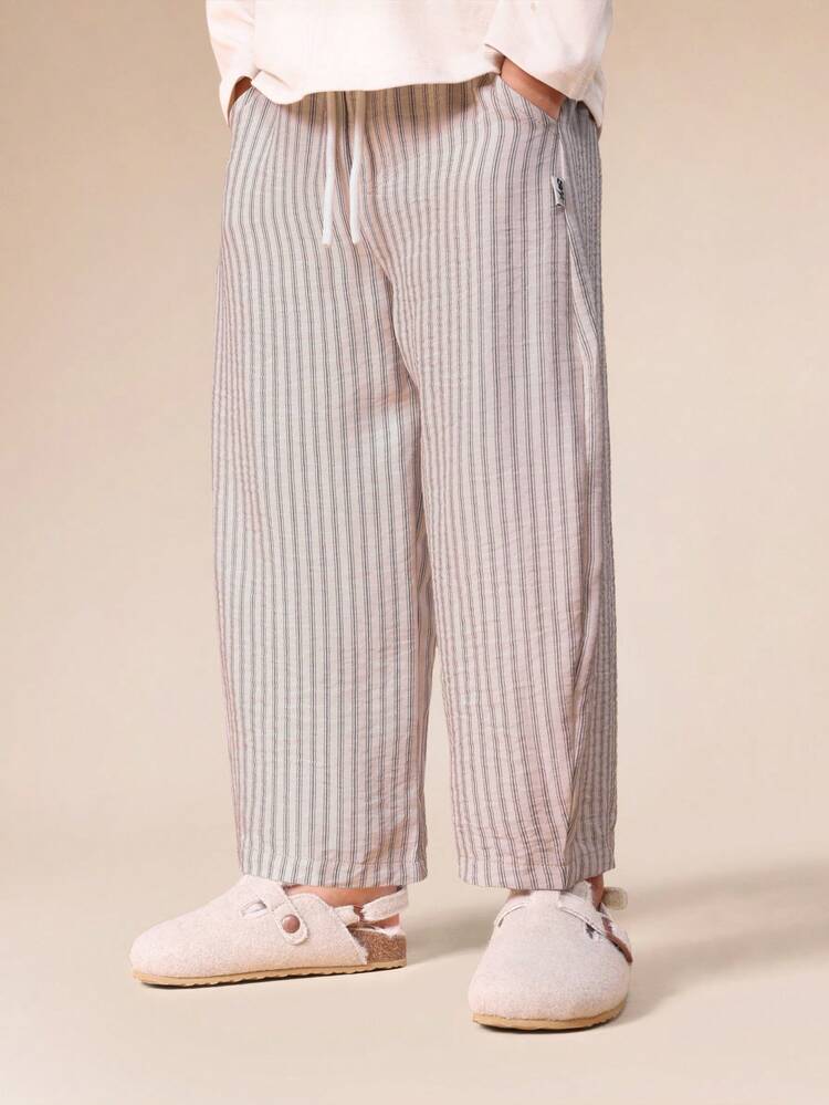 Striped Pull On Pants With Elastic Waist