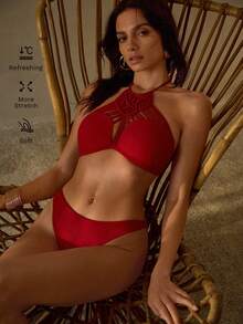 MOTF PREMIUM BỘ BIKINI KIỂU BOHEMIAN MÓC LEN THỦ CÔNG - Đỏ - Xem 1