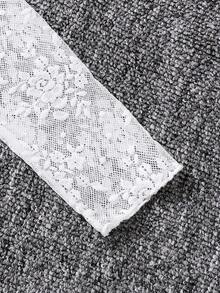 Girls' New Style Mandarin Collar Elegant Princess Lace Mesh Long Sleeve A-Line Dress, Suitable For Attending Parties With Graceful And Style