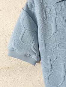 Mirajuku 男童字母压纹短袖休闲Polo衫 - 藍色 - 查看 5