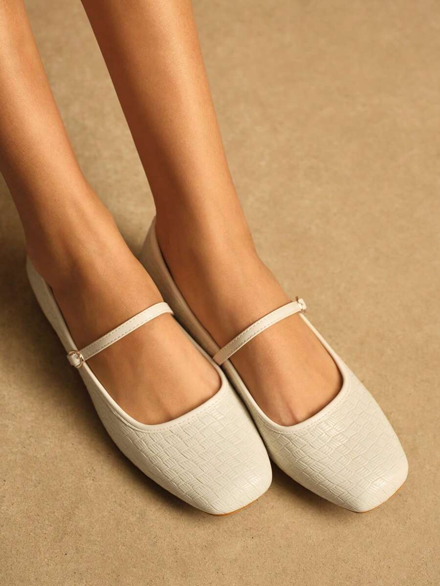 Rosivie Sapatilhas femininas casuais e versáteis para o dia a dia, com fivela simples. - Bege - Ver 1