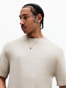 SUMWON Relaxed Fit Short Sleeve Knitted Tee With Crew Neck And Ribbed Trim For Casual Everyday Wear - Apricot - View 4
