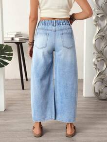 EMERY ROSE Plus Size Casual Relaxed Fit Flared Leg Jeans - Blue - View 2