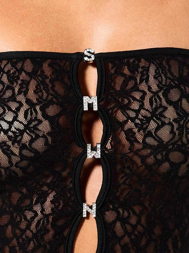 SUMWON WOMEN Strapless Lace Mini Dress With Hook Details For Valentine's Day