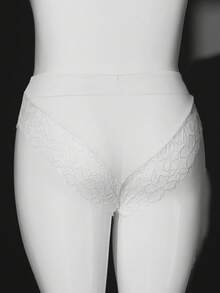 SHEIN Quần lót ren gợi cảm, cạp chun co giãn, thời trang dành cho nữ cỡ lớn. - trắng - Xem 2