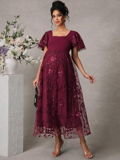 Momance Elegant Embroidered Short Sleeve Dress