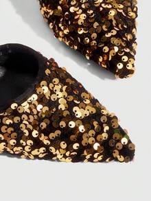 CUCCOO SZL Zapatos de mujer de tacón alto con diseño de lentejuelas brillantes para banquetes, fiestas y uso nocturno - Dorado - Ver 8