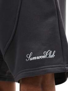 SUMWON Men Relaxed Fit Drawstring Athletic Basketball Summer Leisure Loungewear Shorts With Side Pockets - Grey - View 3