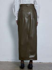 Aveloria Modichic 时尚通勤纯色分体PU裙 - 橄欖綠 - 查看 2