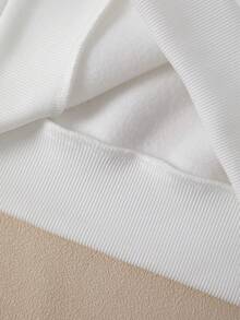 Resyla 大码女式休闲户外卫衣，秋冬新款，爱心印花图案设计，可爱清新风格，白色，大码女式短款卫衣 - 白色 - 查看 5