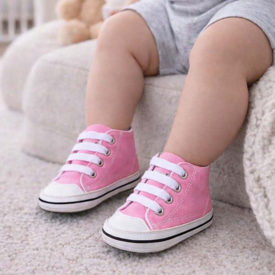 Tenis para Bebé Tipo Botita | Suela Antideslizante | Cómodos y Ligeros | Ideales para Primeros Pasos - Rosa - Ver 1