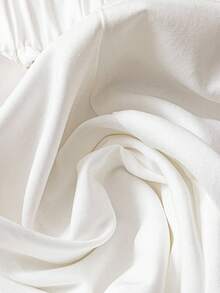 EMERY ROSE Women's Casual Commuter Pleated Shoulder Blouse And White Elastic Waist Shorts Set - Pink - View 4