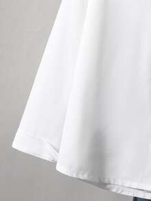 SHEIN Genkimix Kids Female Teenagers' Casual Fashion Lapel Shirt Button Placket Practical Version Loose, Comfortable, Soft, Practical And Versatile, Suitable For Autumn, Spring And Summer, Suitable For Daily Wear, Commuting, Outdoor Play, Sports, School, Streetwear, Parties And Photography - White - View 5