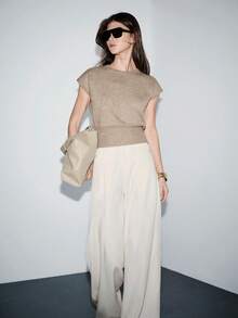 Lumivelle 2026 Women's Spring/Summer New Fashion Minimalist Retro Y2K Style Knit Top - Camel - View 1