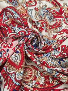 Ceyna 女士加大码波西米亚风印花系带露背无袖短款连体裤，多色编织面料，重叠领设计，适合度假穿着，适合身材丰满的女性，夏季加大码度假装 - 彩色 - 查看 7