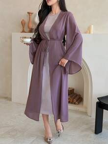 DAZY Women's Long Sleeve Elegant 2 In 1 Zipper Back Dress - Gray Blue - View 2