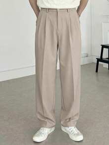 DAZY Men's Solid Khaki Casual Pants, Spring - Khaki - View 3